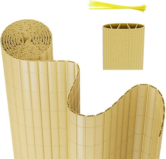 Schermo per giardino in PVC - separazione per balcone e terrazza - colore bambù - 1,4x4m 2pz