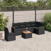 Set Divani da Giardino con Cuscini 7pz Nero Polyrattancod mxl 112556