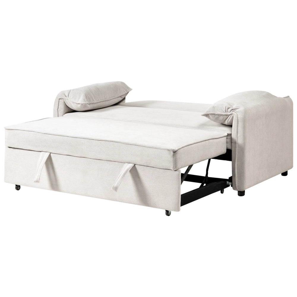 Divano letto in tessuto bianco sporco con funzione letto pieghevole Divano minimalista