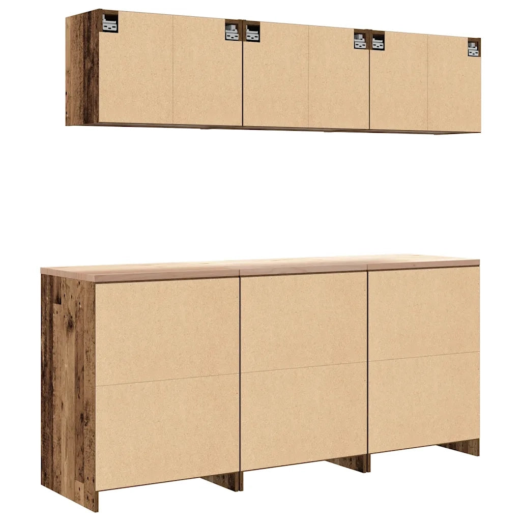 Armadi da Garage 6 pz Legno Antico in Legno Multistrato 3328348