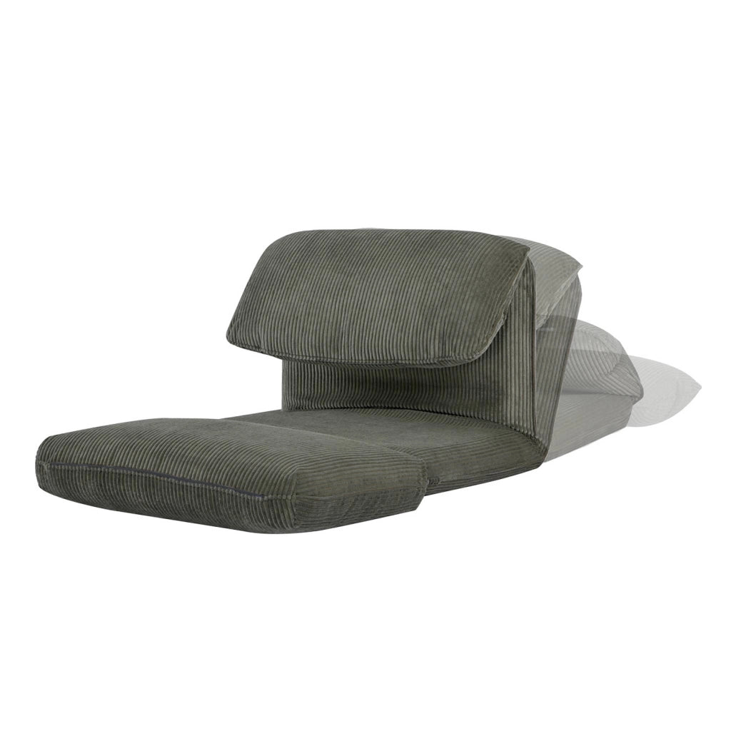 Poltrona convertibile velluto a coste grosse coste 1 posto, verde kaki