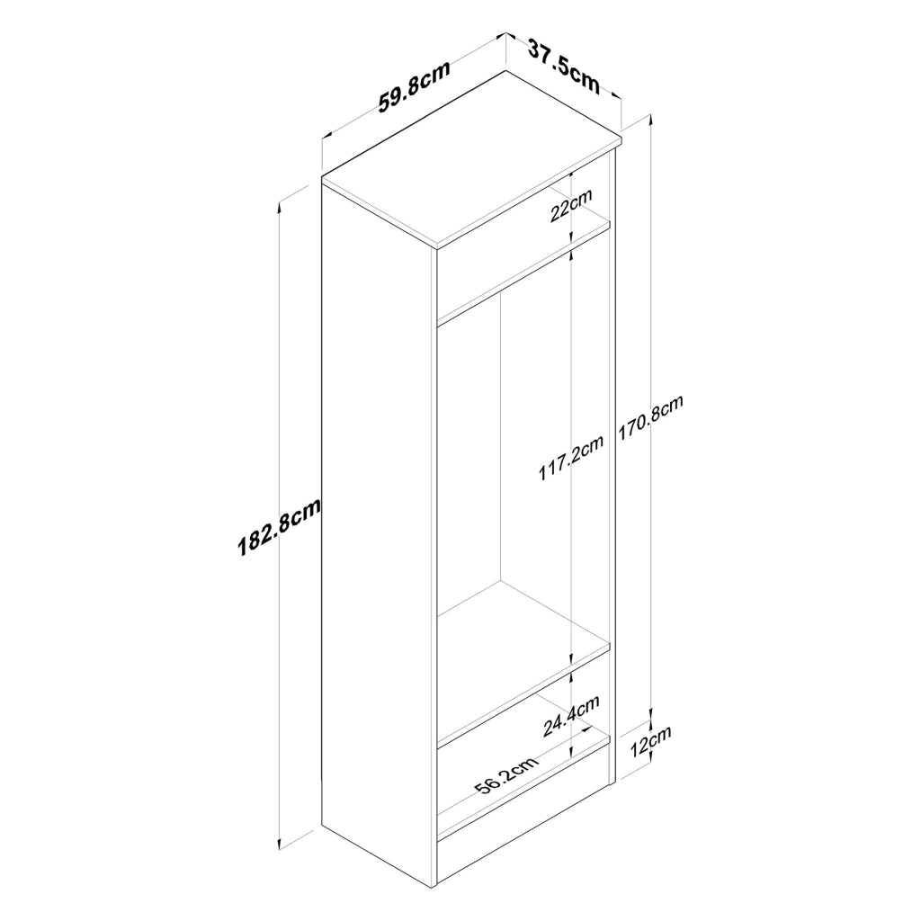 Tursi, Mobile da Ingresso 2 Ripiani, 60x38x183h cm Bianco