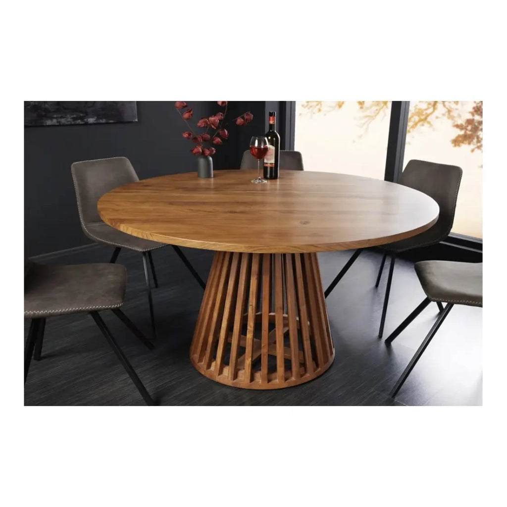 Tavolo da pranzo TALMA – Rotondo diametro 140 cm – Legno massiccio di acacia verniciato – Stile rustico