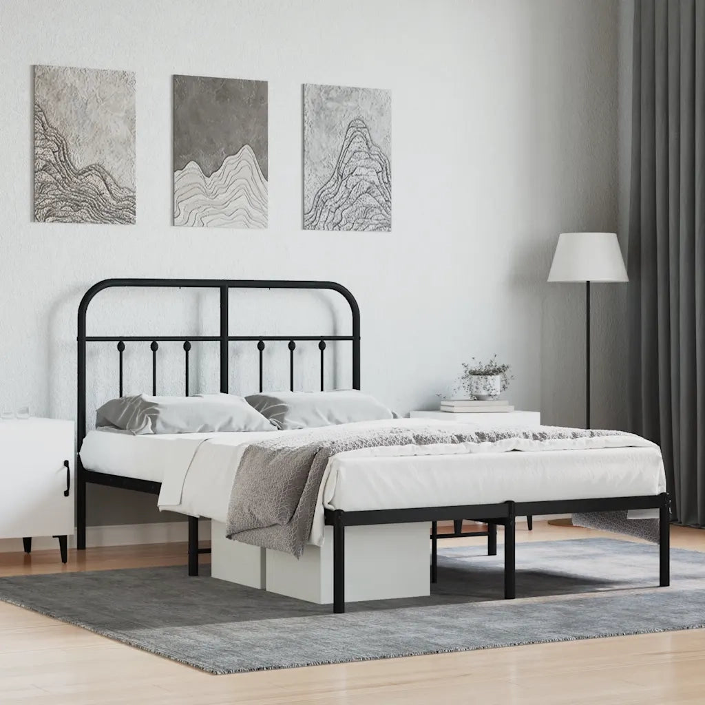 Letto matrimoniale | Letto per adulti | Giroletto con Testiera in Metallo Nero 120x190 cm
