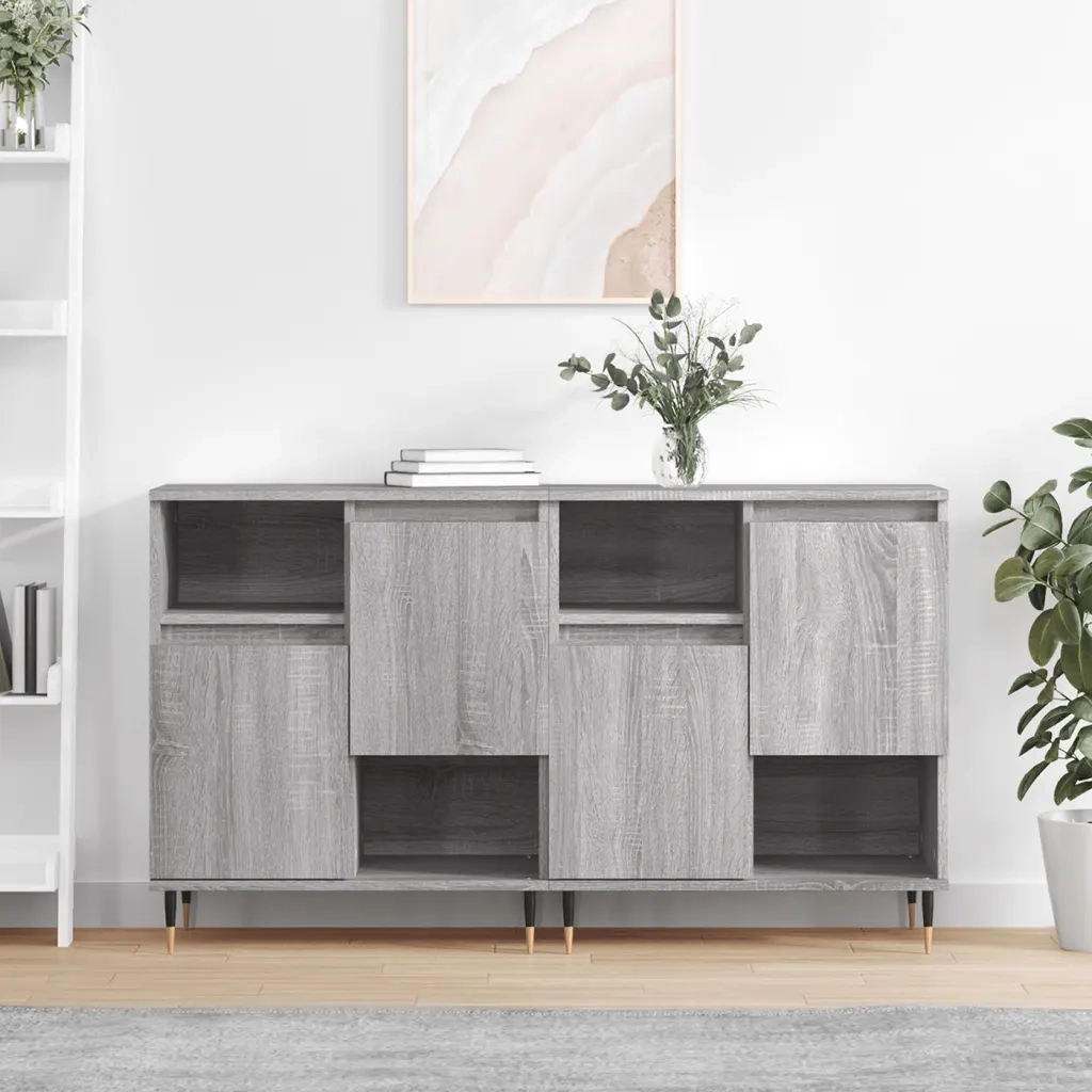 Credenze 2 pz | Madia | Buffet da pranzo | Armadio da pranzo Grigio Sonoma in Legno Multistrato