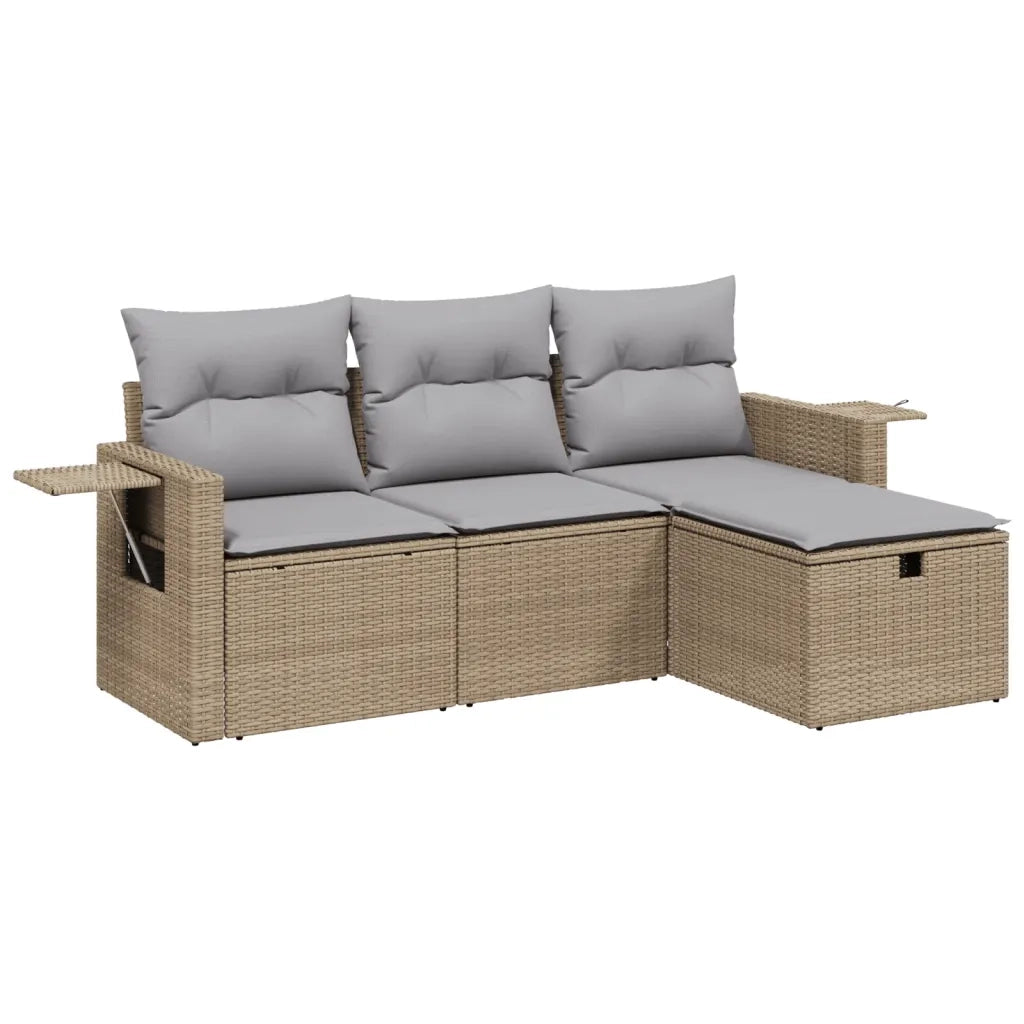 Set Divano da Giardino 4 pz con Cuscini Beige Misto Polyrattancod mxl 114520