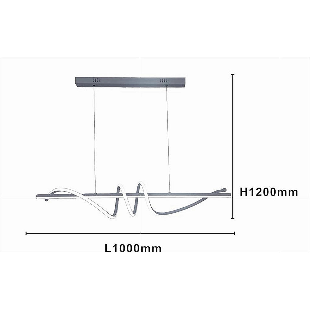 Trade Shop - Lampadario A Sospensione Led 65w Argento Spirale Ondulato Luce 4000k Vortice Orizzontale 32460 -