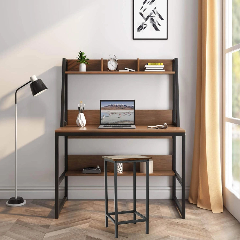 Set di 4 sgabelli da bar, Sgabelli alti senza schienale in stile moderno, Marrone-Sgabelli da bar