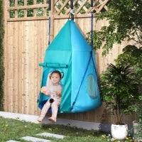 Altalena da Giardino con Tenda per Bambini da 3-8 Anni, Ø100cm e Corde Regolabili, Blu