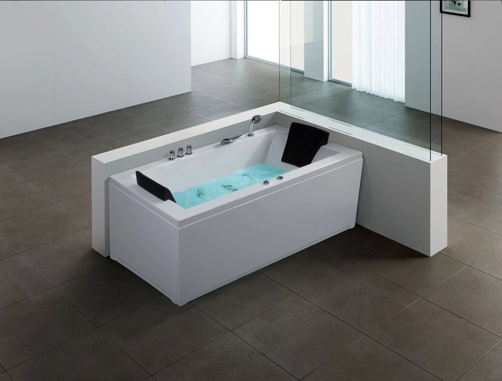 Vasca da bagno in acrilico bianco 183 x 90 cm getti massaggianti per la versione sinistra Luci a LED per poggiatesta