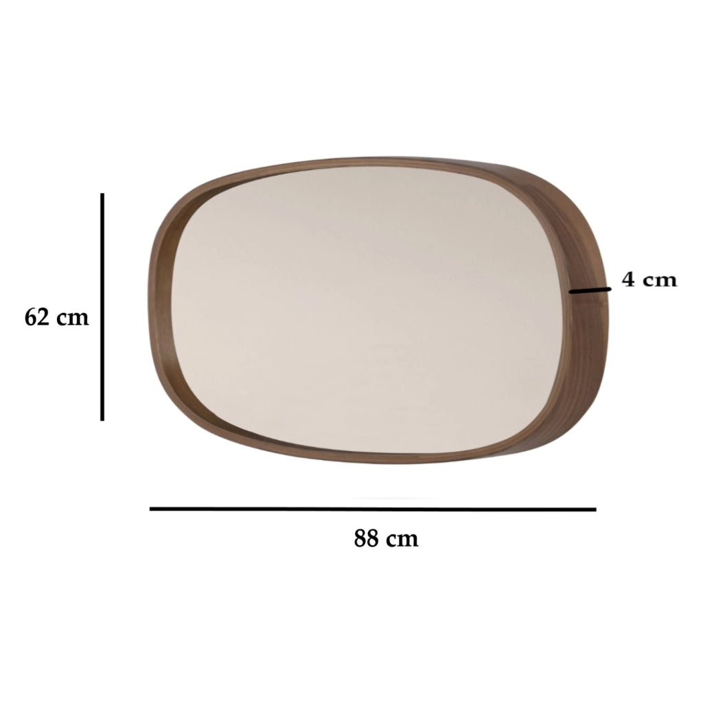 Brunico, Specchio Forma Ovale, 88x62h cm Marrone Noce