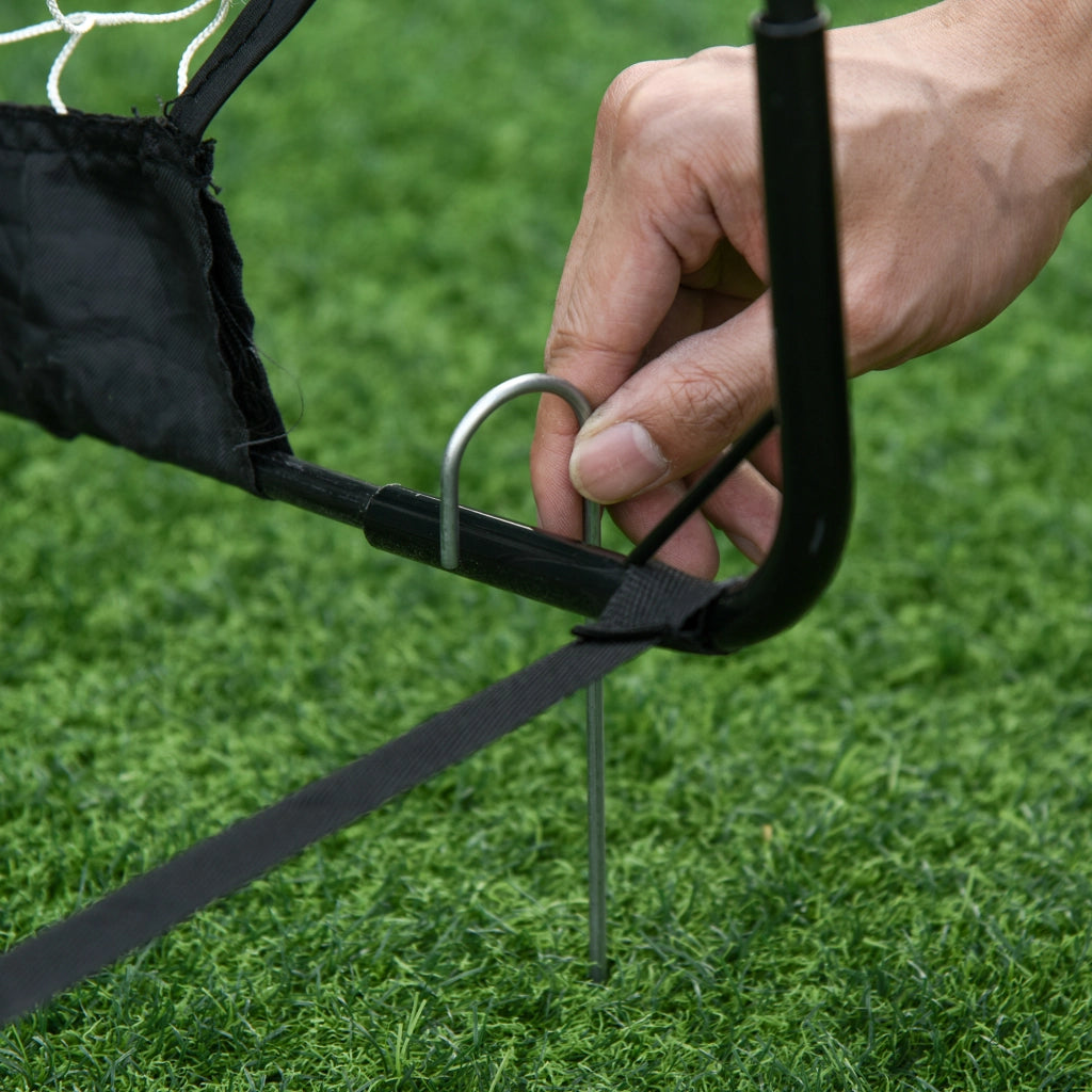 Set di 2 porte da calcio, mini porte, pieghevoli, in acciaio e Tetrolon, nere, 186x90x89 cm, per giardino e parco giochi.