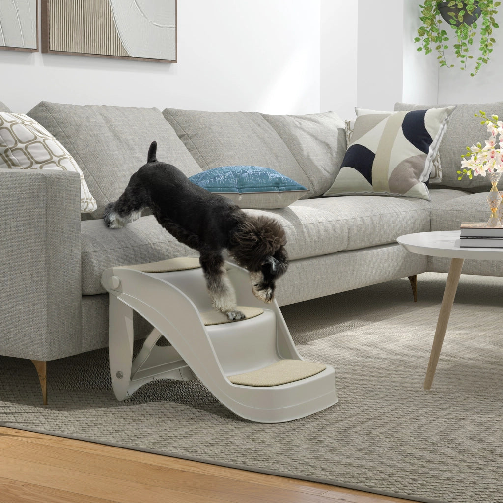 Scala per Cani Pieghevole 3 Gradini con Tappetino Antiscivolo ¨C zephmum ¨C 49x38x38 cm Grigio