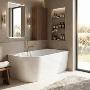 Vasca Da Bagno Angolare In Acrilico Rea Bellanto Slim 150 Right Copritappo nero