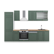 Cucina componibile Fame-Line Verde-oro rustico/Bianco 300 cm, PL Rovere Vicco