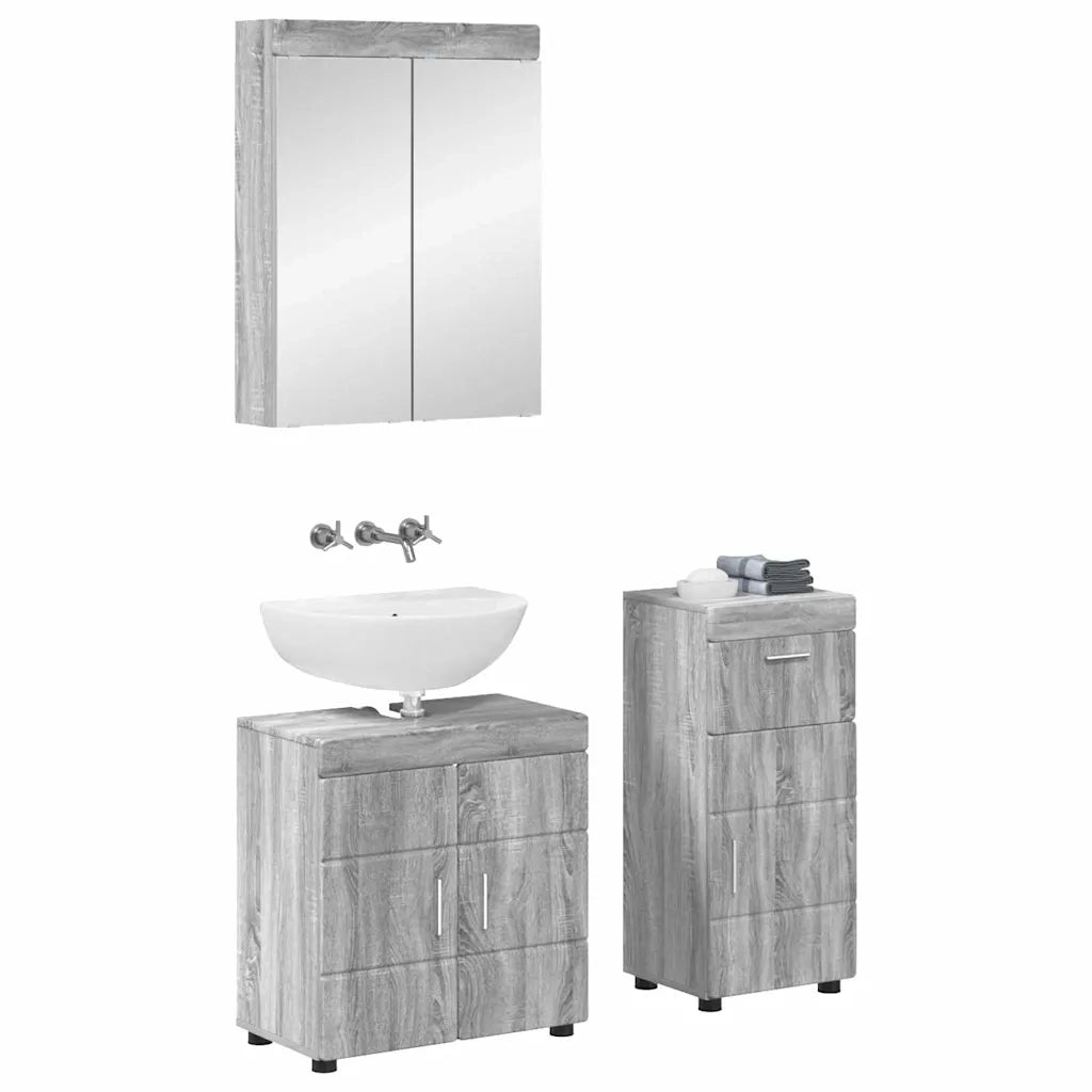 Set di mobili per il bagno con cassetto TULUM Grigio Sonoma