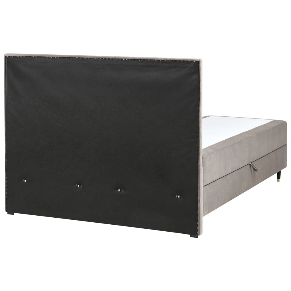 Letto matrimoniale in velluto tortora con contenitore 160 x 200 cm stile glamour