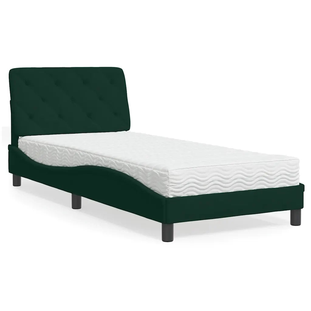Letto con Materasso Verde Scuro 80x200 cm in Velluto 3208625