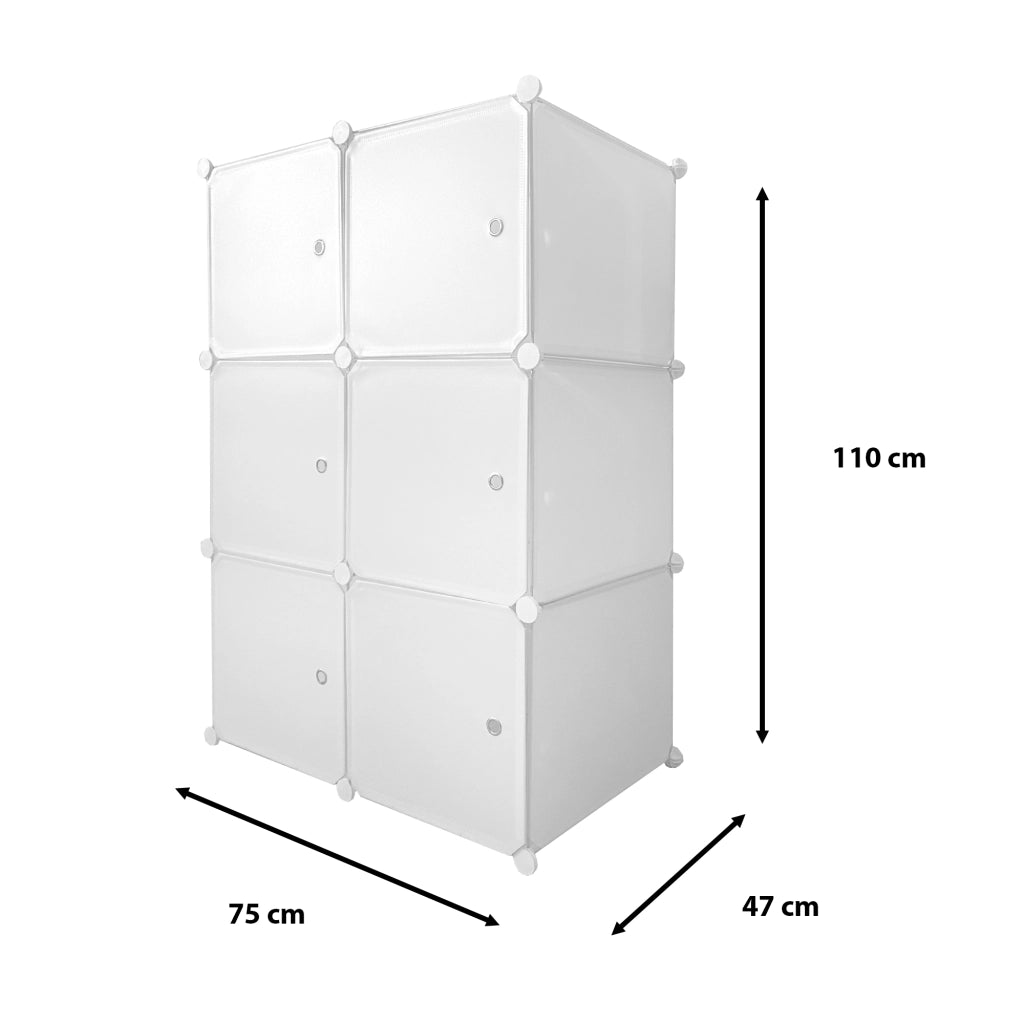 Cubo personalizzabile Guardaroba Boxed Basic Nyana Home 6 Cubes/Doors Organizzazione domestica Appendiabiti Scarpiera 110x75x47cm Bianco