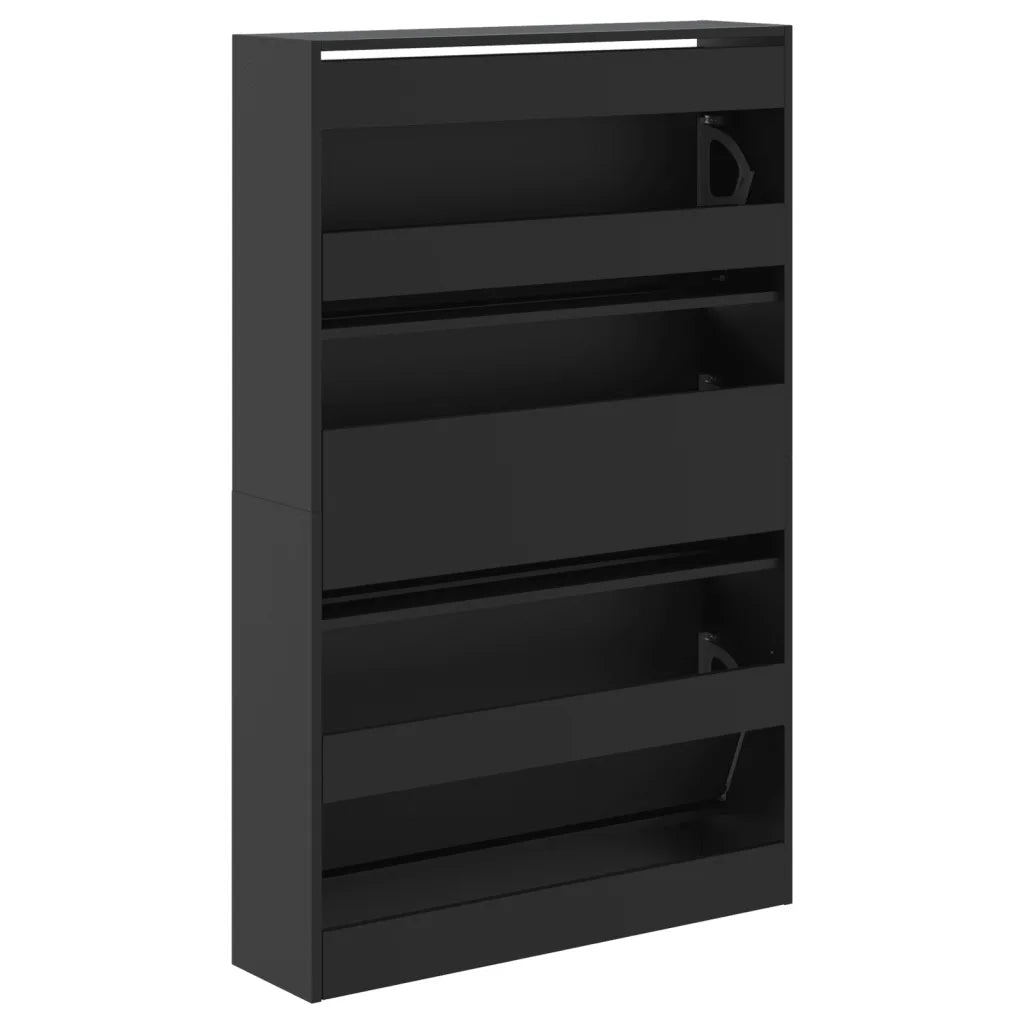 Scarpiera Nera 80x21x125,5 cm in Legno Multistrato 839925