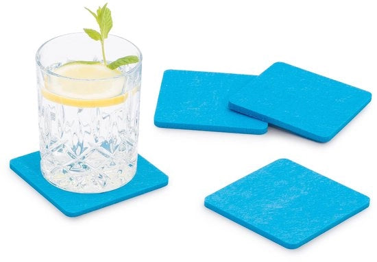 Sottopiani di velluto 8-pack per tavoletta e bar, selezionabile colore, blu chiaro - sottopiani di velluto per tavoletta e bar come sottopiani per bicchieri e bicchieri rettangolari o quadrati.