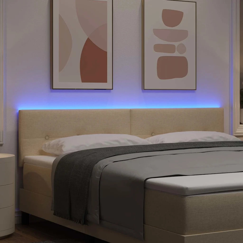Testiera LED con strisce LED con testiera Crema 180 cm Tessuto 3338153