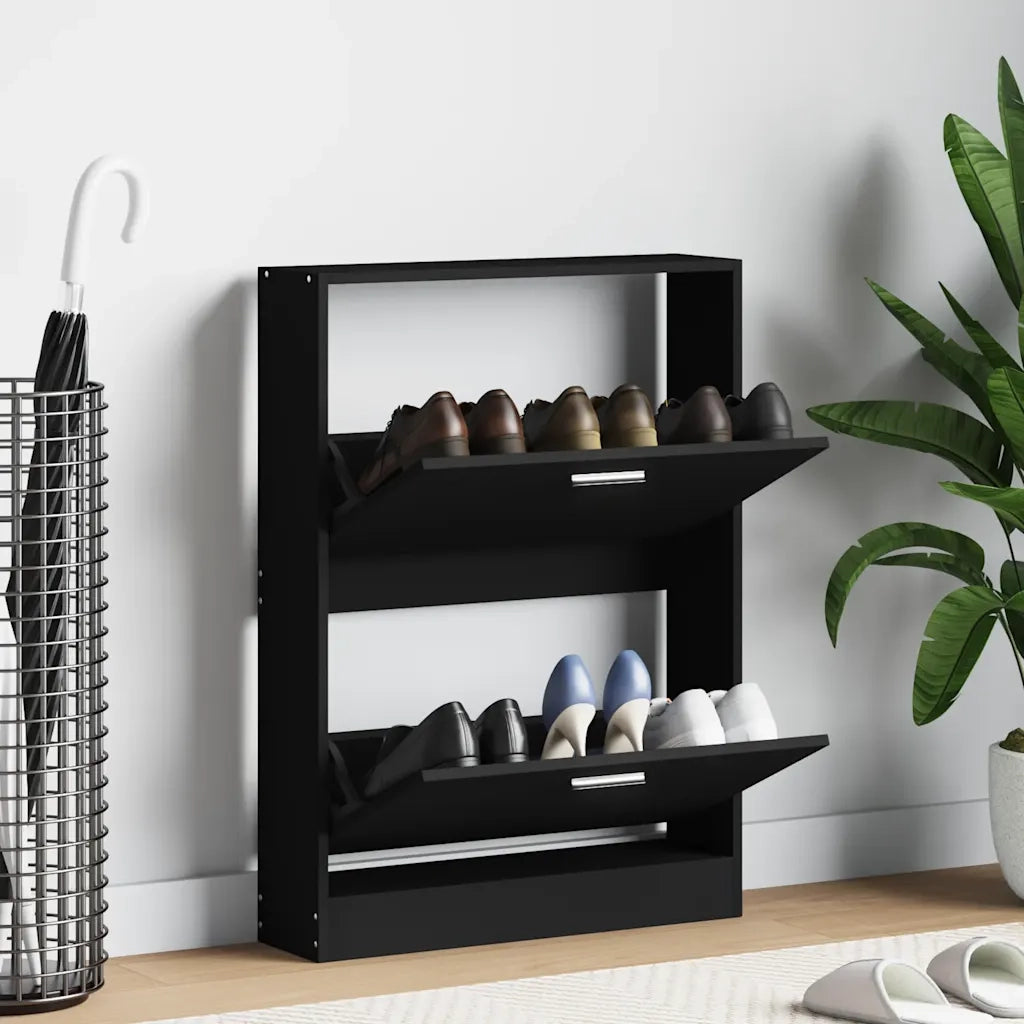 Scarpiera Nero 59x17x81 cm in Legno Multistratocod mxl 105677