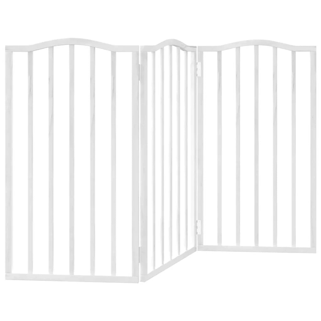 Cancelletto di sicurezza pieghevole per cani a 3 pannelli 150 cm legno di pioppo bianco 02_0023062