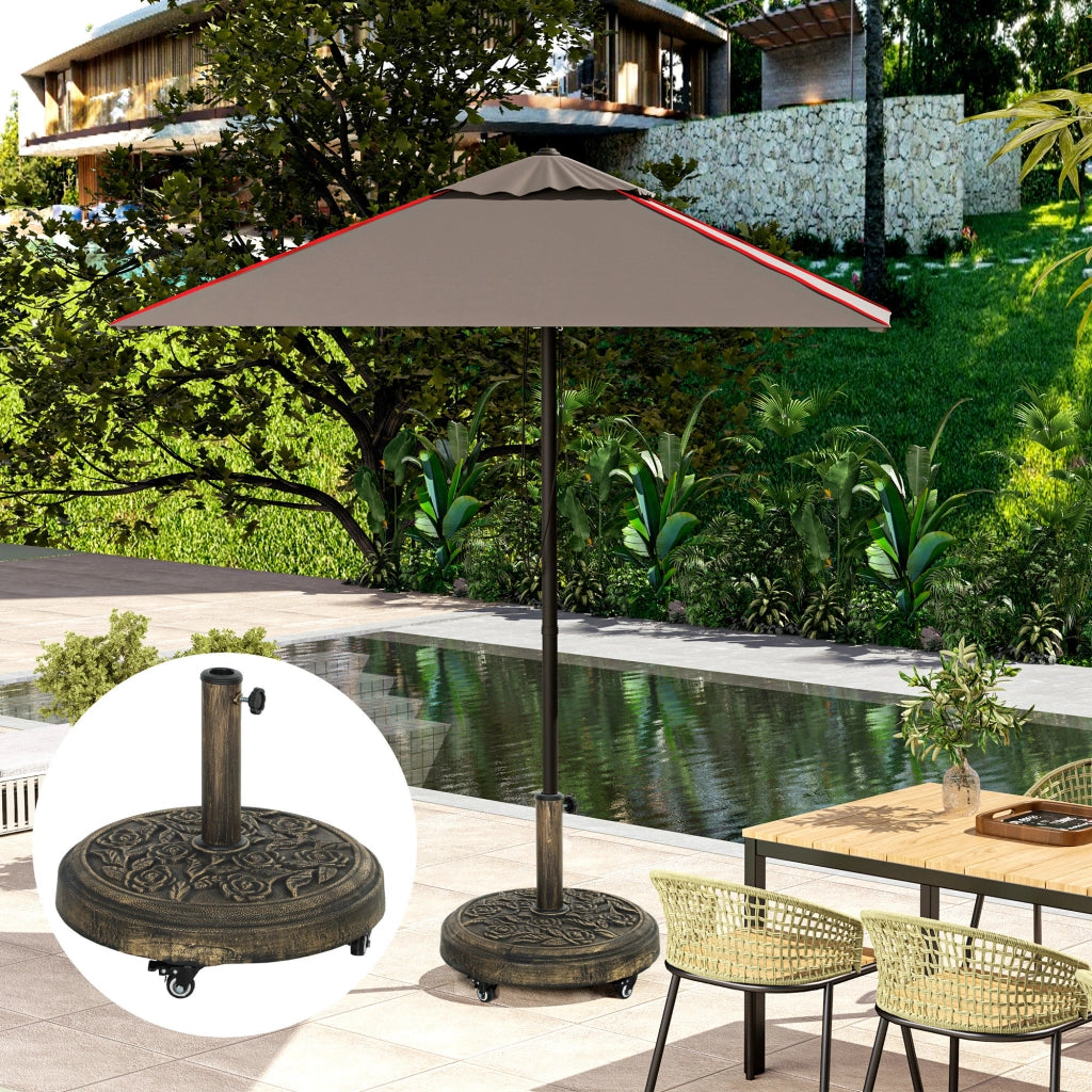 Base per Ombrellone Rotonda 21 kg con Ruote e Freni in Resina Bronzo