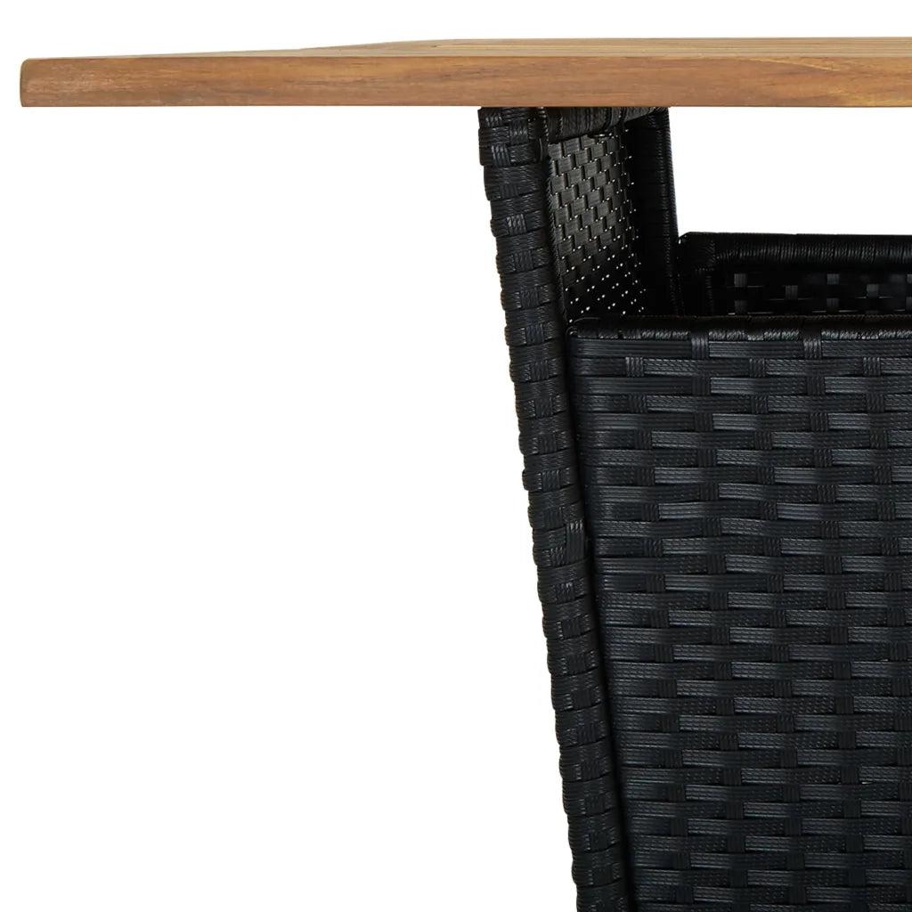 Tavolino da TÃ¨ Nero 80x80x110 cm Polyrattan e Massello Acacia cod mxl 34321