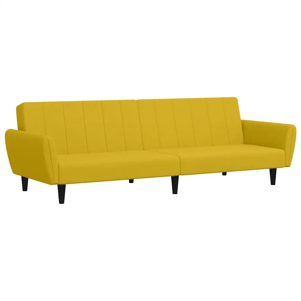 Divano Letto a 2 Posti Giallo in Velluto 375864