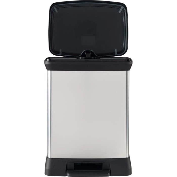 Pattumiera rettangolare - DECO BIN - CURVER - 50L - Design elegante - 39 x 29 x 51 cm - Grigio metallizzato