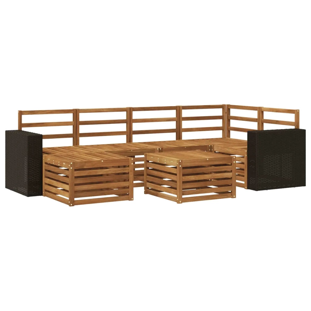 Set divano sezionale 7 pcs Naturale Legno di Acacia Massello
