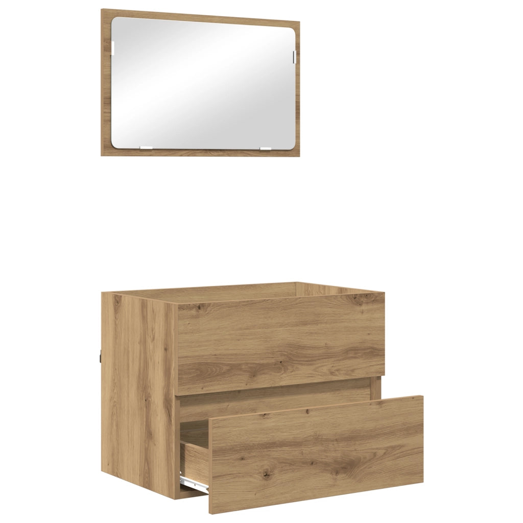 Set di mobili per il bagno 2 pezzi in rovere artigianale e legno ingegnerizzato