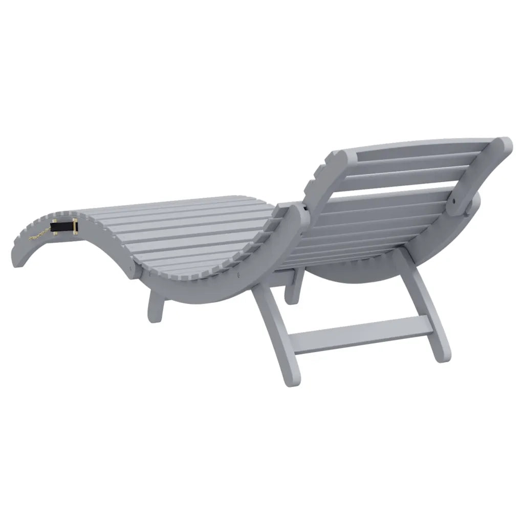 Lettino Prendisole | Sdraio da giardino | Lettino da sole Grigio 184x55x64 cm Legno Massello di Acacia