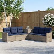 Set di divani 7 pz Grigio e Blu Navy Rattan sintetico e Acciaio 3448805