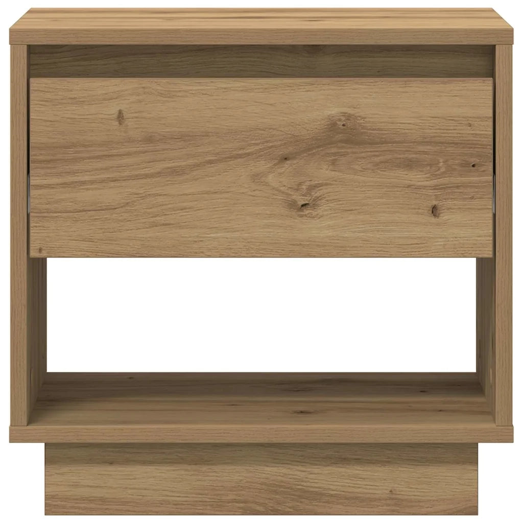 Set di 2 Comodini | Armadio da Notte | Mobiletto da notte con cassetto Rovere artigianale 45 x 34 x 44 cm