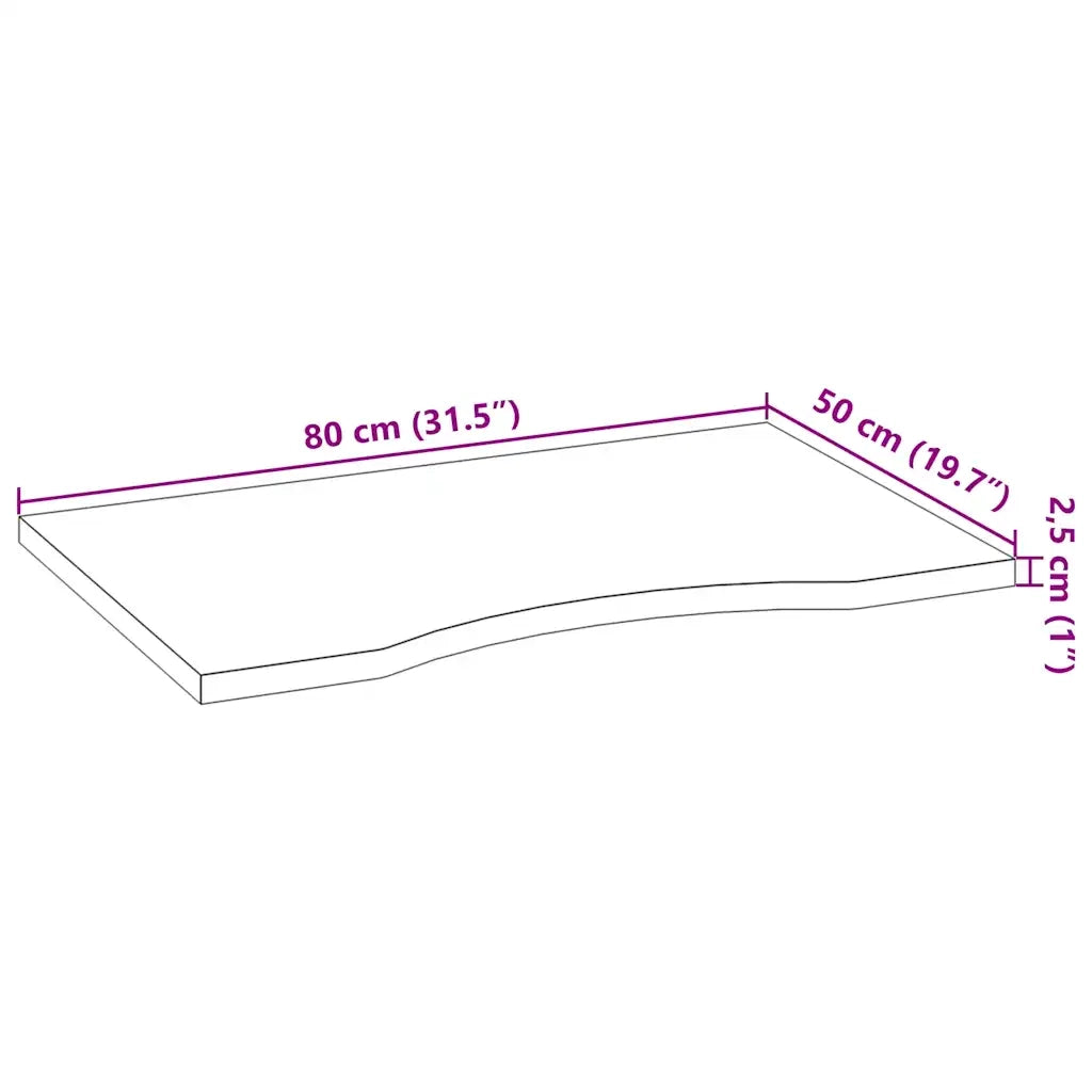 Piano Tavolo | Superficie Tavolo | Piano Scrivania Marrone Scuro 80x50x2,5 cm in Rovere Massello