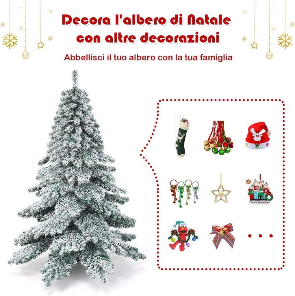 Albero di Natale Innevato 180/230cm, Albero di Natale con 657/1313 Rami Folti e Base di Metallo con Cuscinetti Antiscivolo, Albero di Natale Realistico per Casa, Ufficio e Negozio (180 cm)