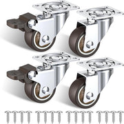 Ruote per mobili piccoli, set da 4 ruote incluse con freni, ruote per mobili piccoli con una capacità di carico totale di 90 kg (2 ruote con freni in gomma e 2 senza)