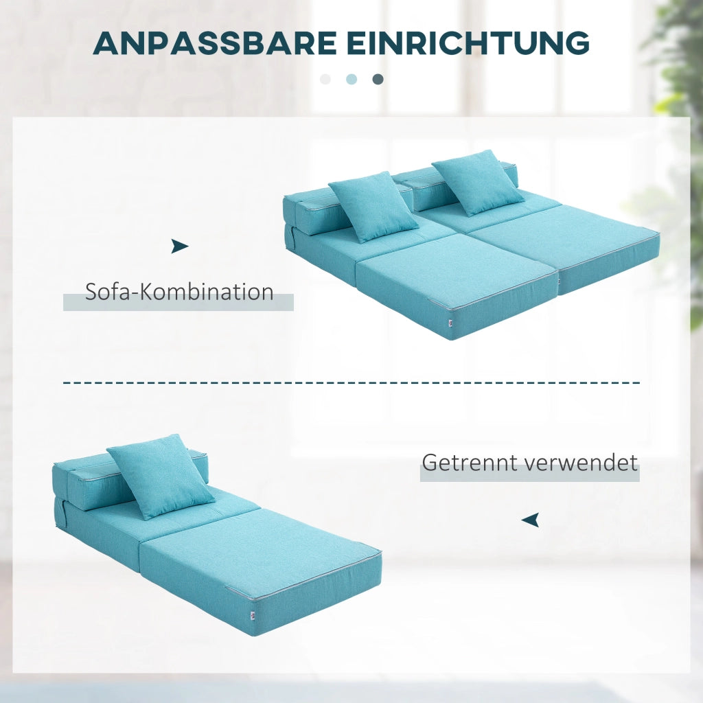 Sedia letto imbottita ¨C zephmum ¨C 70x70x61 cm, blu chiaro