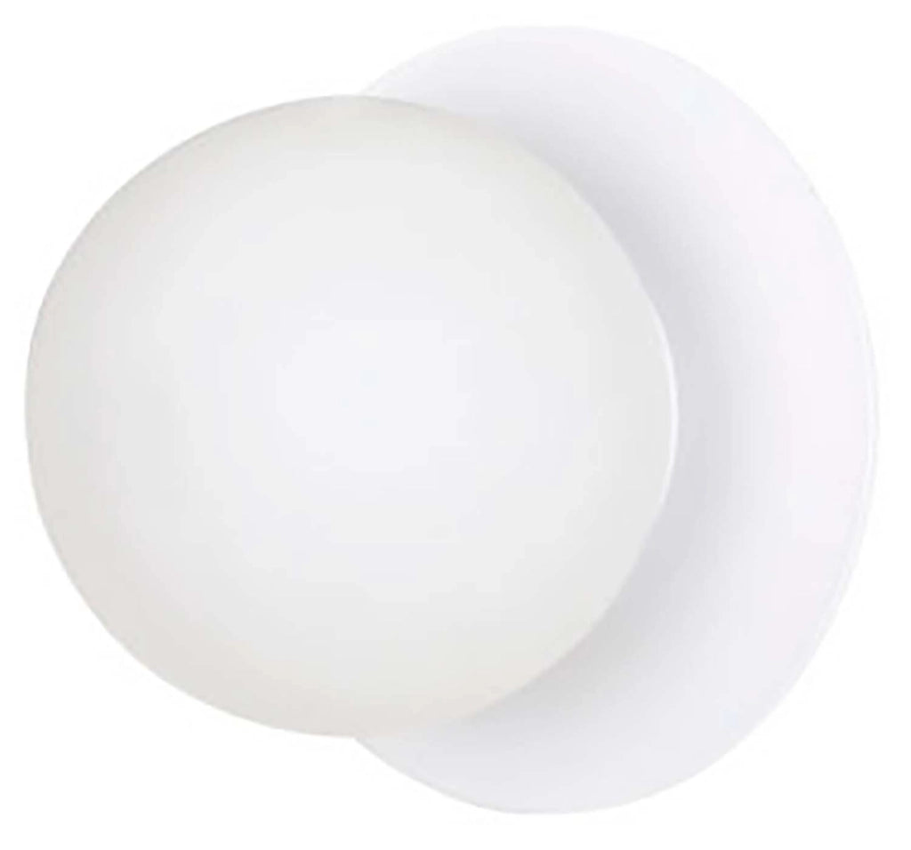 Applique 1 Luce Minerva In Acciaio Bianco E Sfera In Vetro Opalino