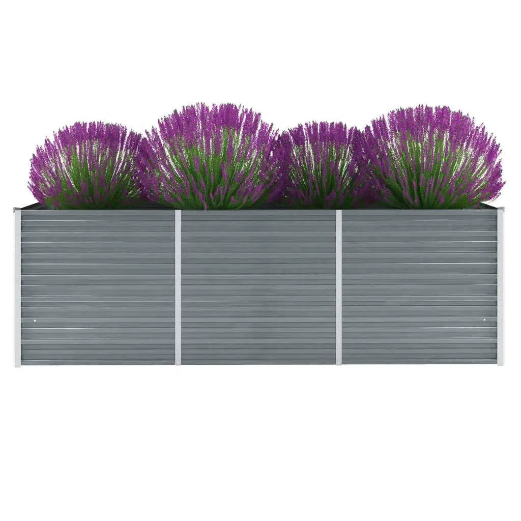Letto Rialzato da Giardino Acciaio Zincato 240x80x77 cm Grigio 44840