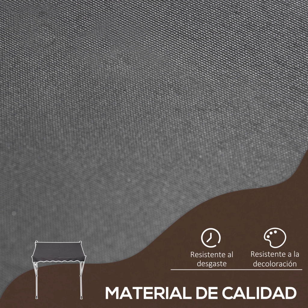 Toldo Manuale Retrattile per Balcone e Terrazzo ¨C zephmum ¨C Grigio 200x150x170-280 cm