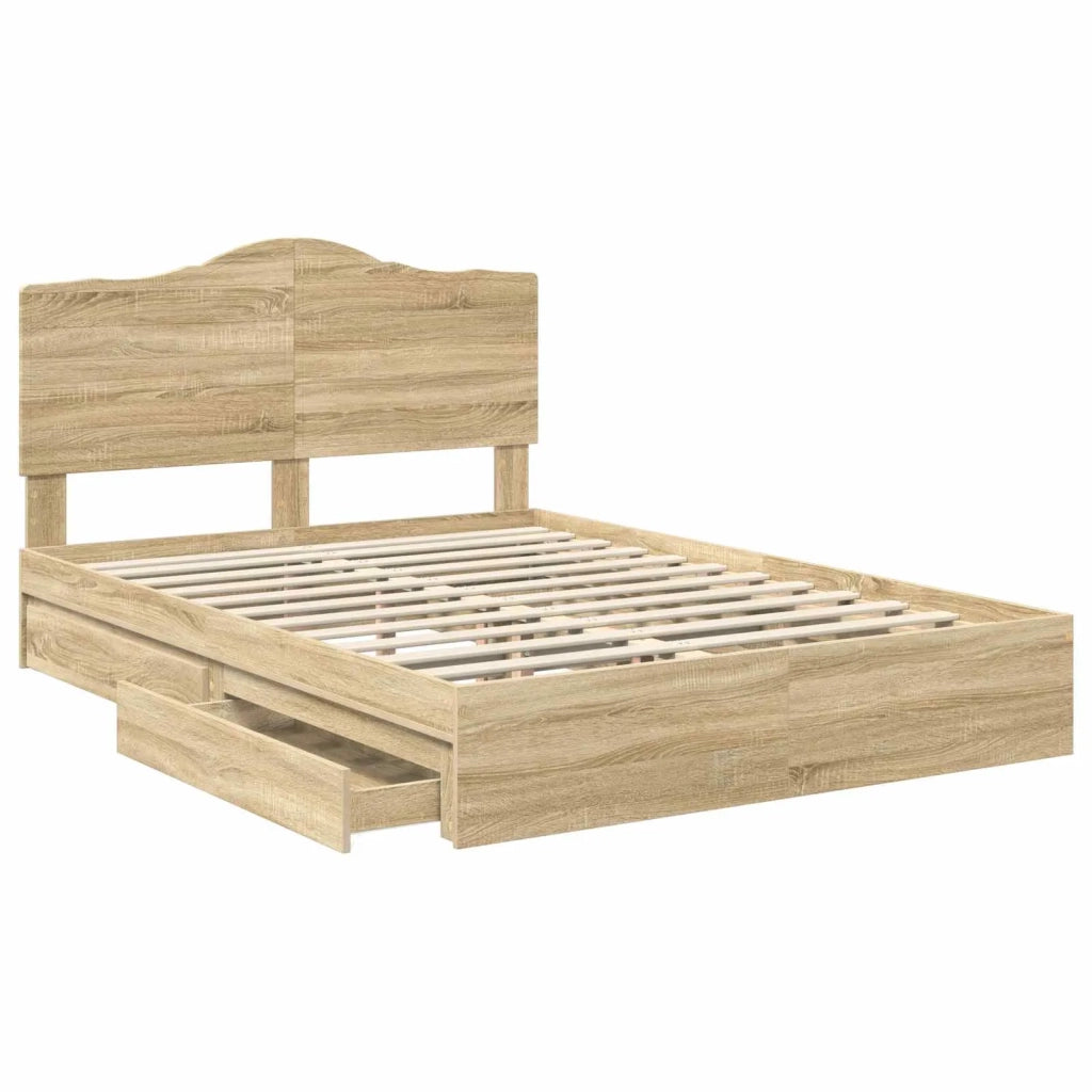 Letto con Contenitore con testiera Rovere Sonoma 140 x 200 cm 3413501