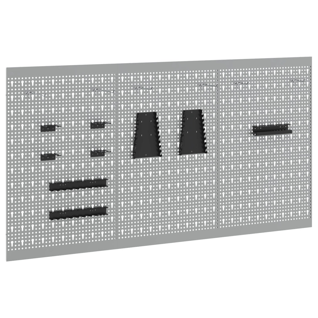 Pannelli Appesi 3 pz con 15 Accessori Grigio 50x80 cm Acciaio
