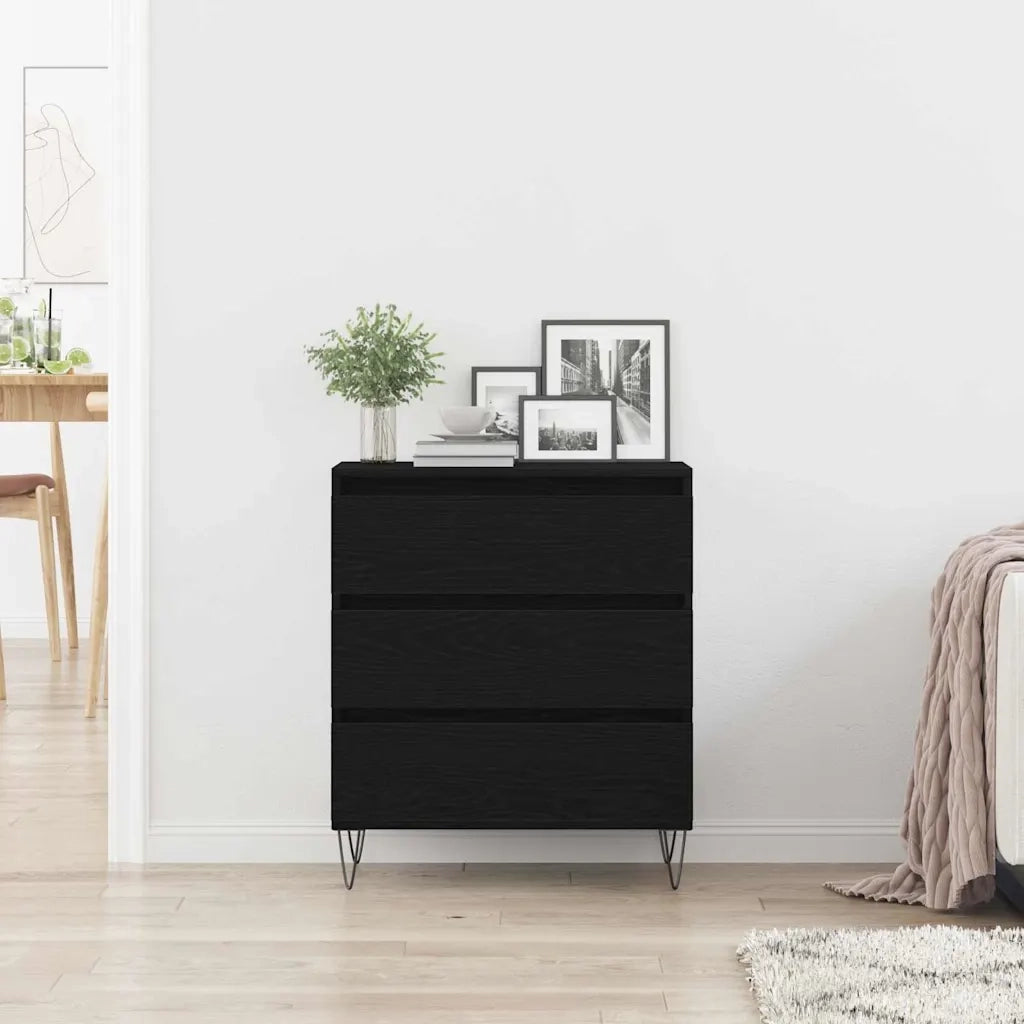 Credenza Rovere Nero 60 x 35 x 70 cm Legno multistrato 863497