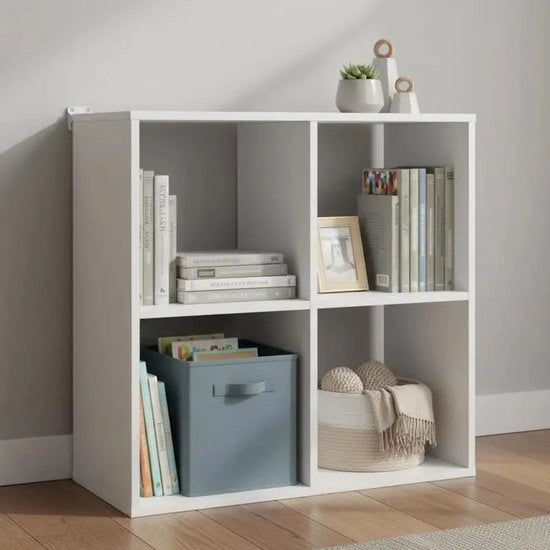 Cassa libri 4-quadrati Home 2-piani con ripiano anti-schegge bianco