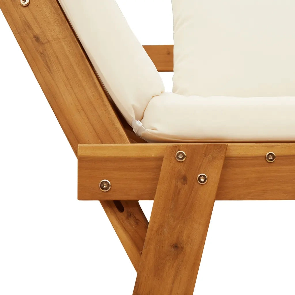 Panca da Giardino con Cuscini-Sgabello-Panca da esterno 2-in-1 in Legno di Acacia 905113