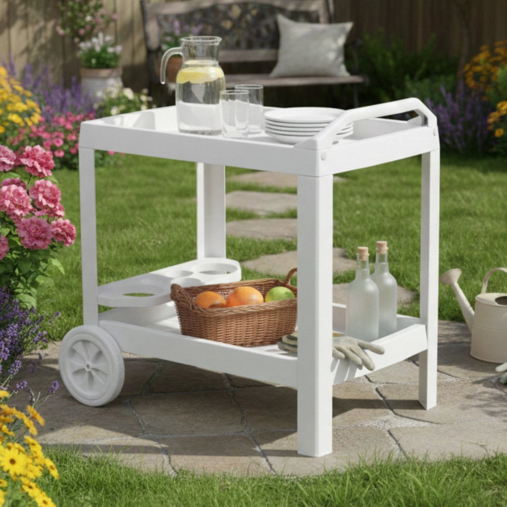 Chidester, Carrello 2 Ripiani Made in Italy, 53x74x73h cm Bianco